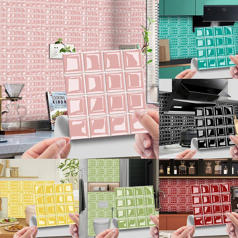 Waterproof Peel-And-Stick 3D Mosaic Wall Tiles (Set of 10)