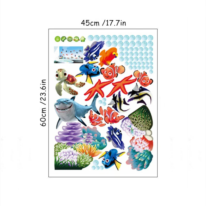 Waterproof Peel-And-Stick 3D Ocean Wall Stickers