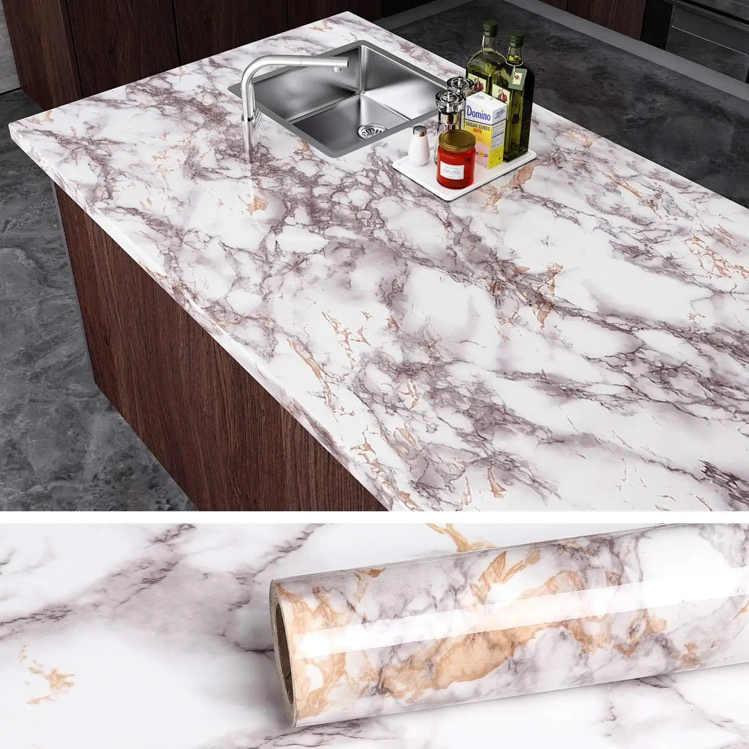 Waterproof Peel & Stick Marble Vinyl Tile