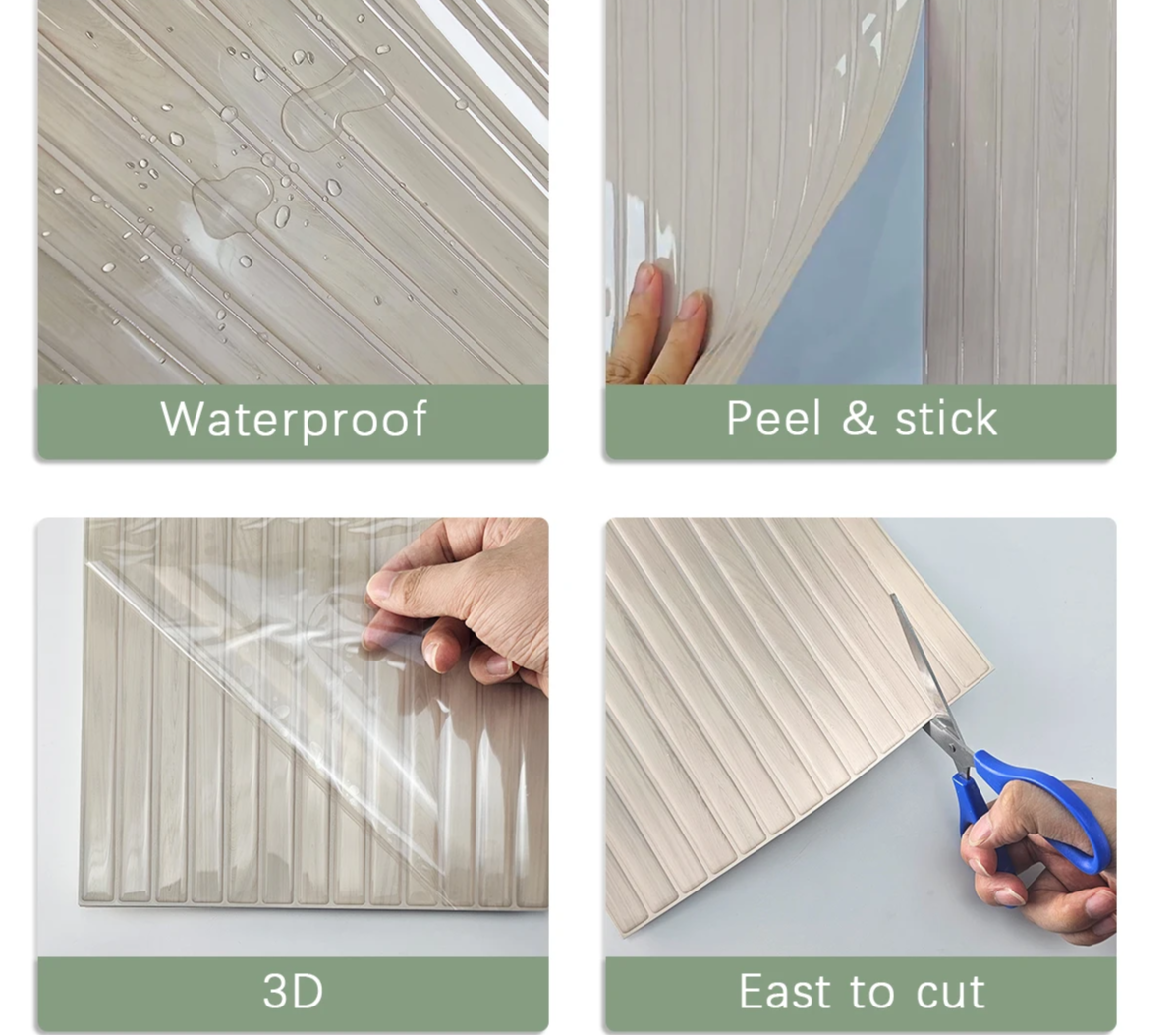 Waterproof Wood-Grain Peel & Stick Wall Tile (9 x 11.8 in)