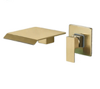Wide Waterfall Ceramic-Disc Wall-Mount Bathroom Faucet