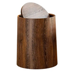 Wood-Look Swivel Lid Trash Bin