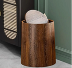 Wood-Look Swivel Lid Trash Bin