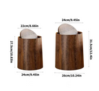 Wood-Look Swivel Lid Trash Bin