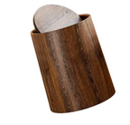 Wood-Look Swivel Lid Trash Bin