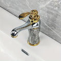 Marble Pattern Gold-Plated Ceramic Valve Basin Faucet (Single-Hole)