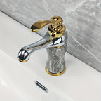 Marble Pattern Gold-Plated Ceramic Valve Basin Faucet (Single-Hole)