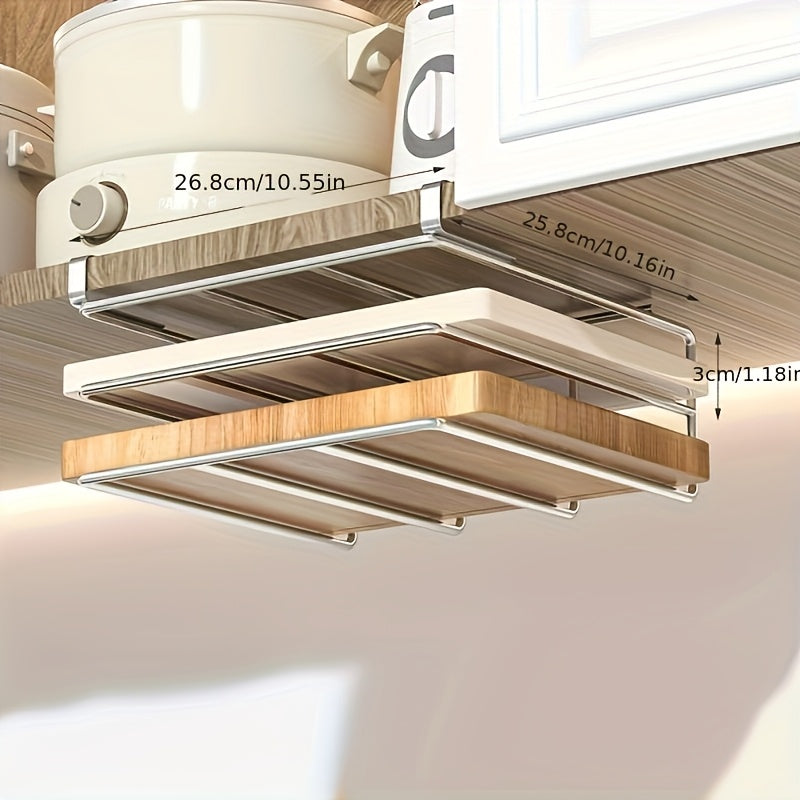 Space-Saving Stainless Steel Under-Cabinet Storage Rack