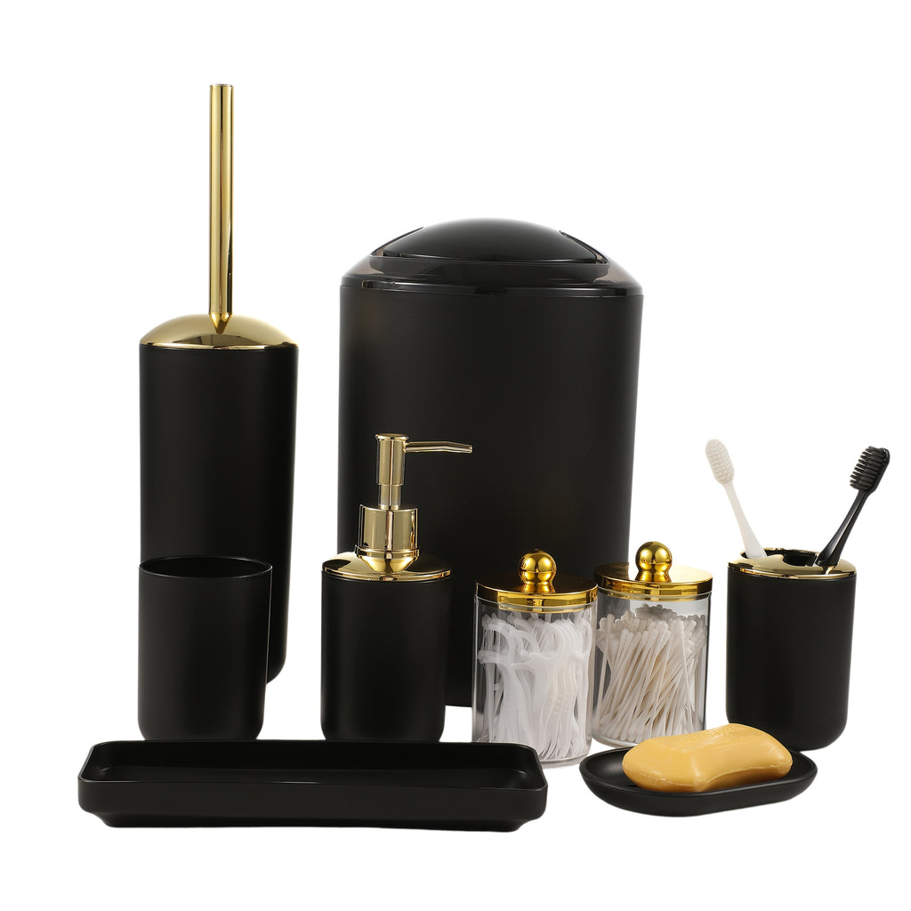 Durable Plastic 9-Piece Bathroom Accessory Set