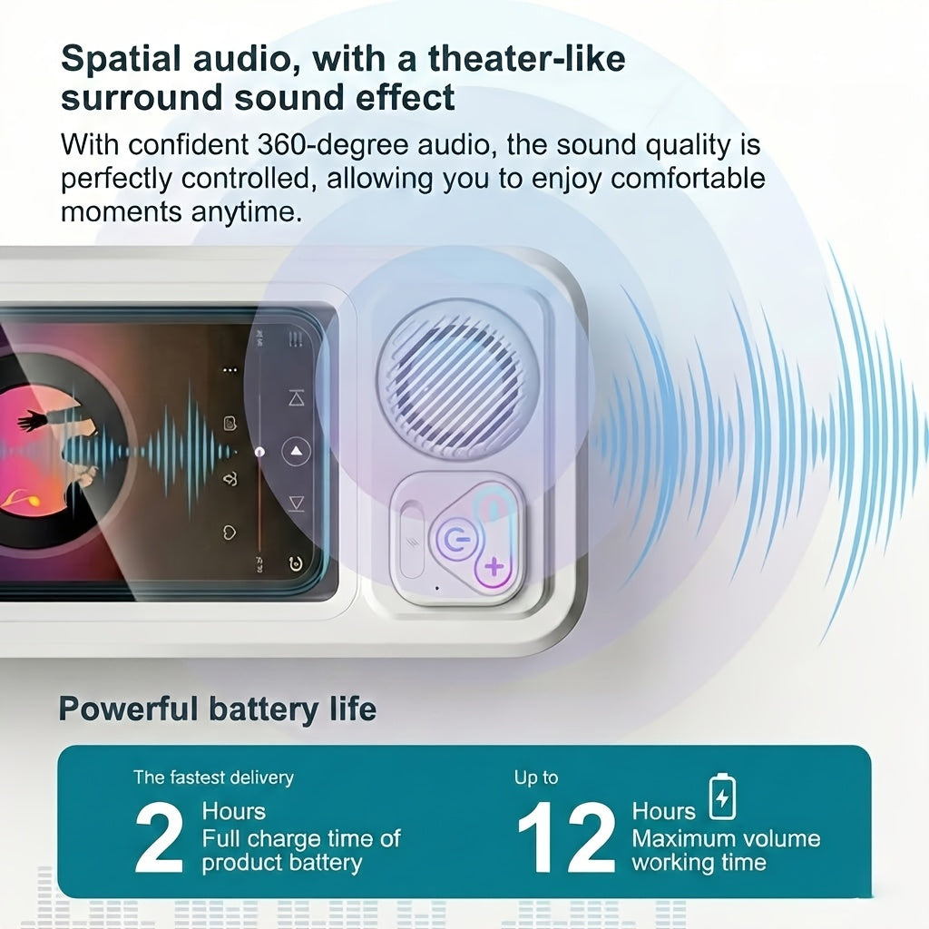 Water-Resistant 360° Rotating Shower Speaker & Phone Holder (Fits 4–6.8" Phones)