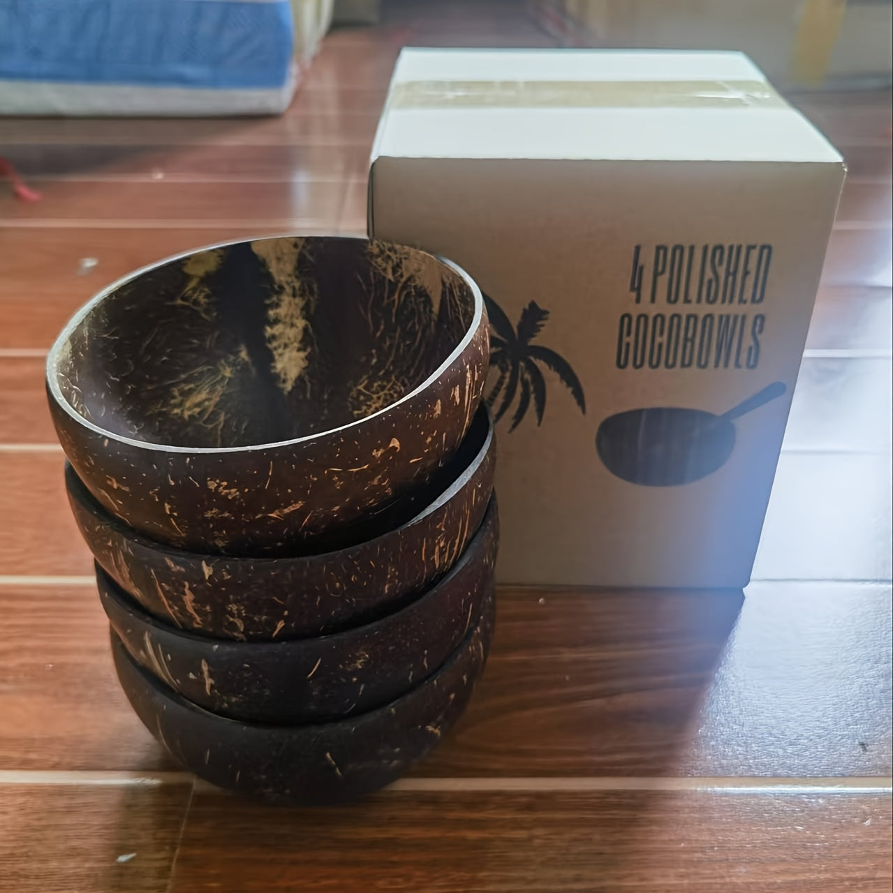 Handmade Polished Coconut Bowls (Set of 4)
