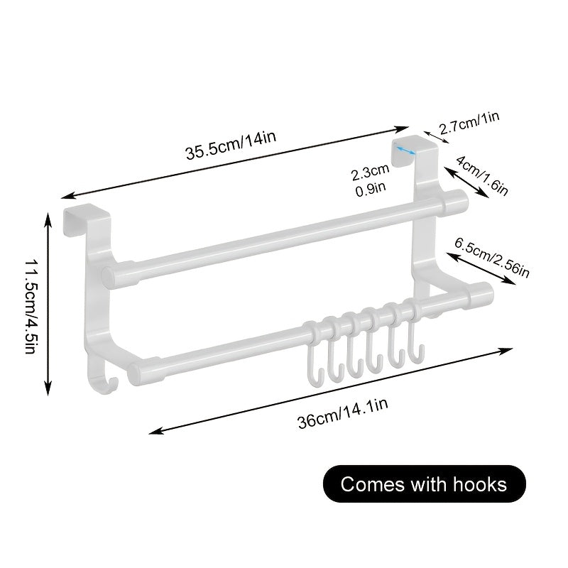 Over-Cabinet No-Drill Double-Bar Towel Rack