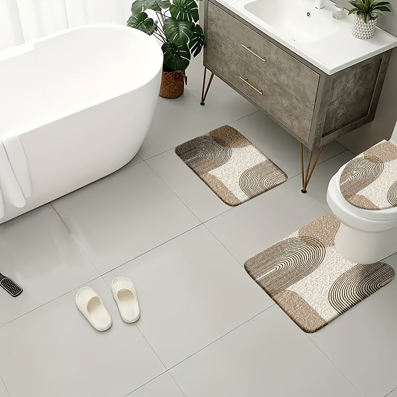 Plush Flannel & Non-Slip Bathroom Mat Set (4-Piece)