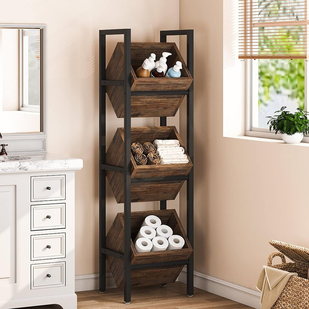 Space-Saving 3-Tier Engineered Wood Snack & Fruit Rack
