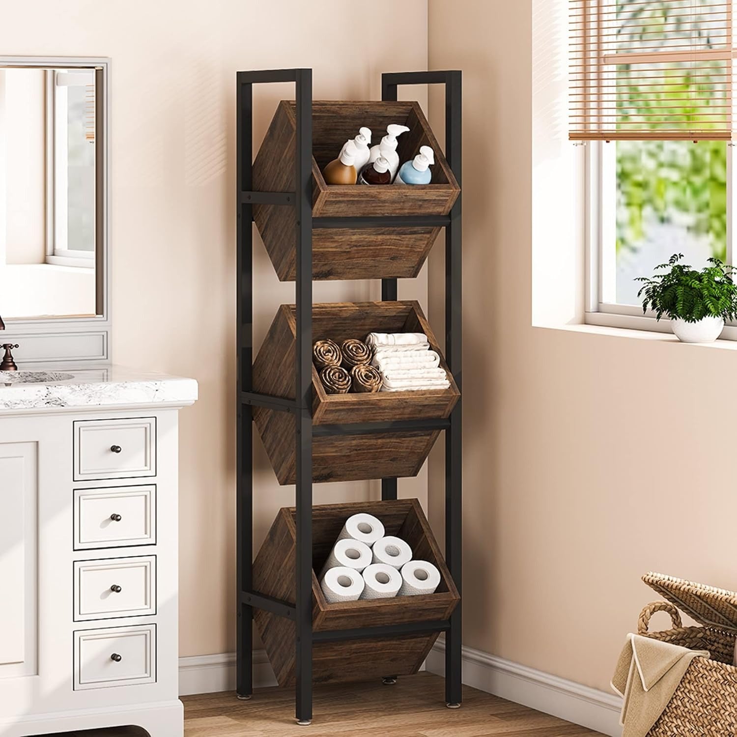 Space-Saving 3-Tier Engineered Wood Snack & Fruit Rack