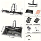 Stainless Steel Waterfall Workstation Sink (Drop-In)