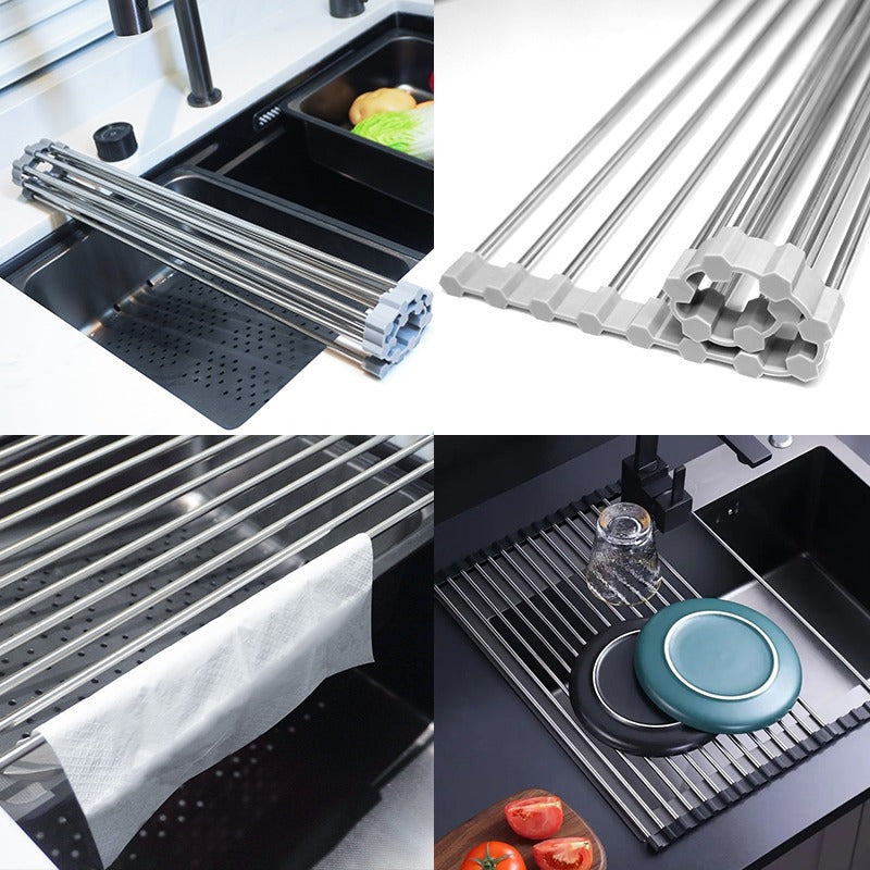 Roll-Up Stainless Steel Over-Sink Dish Drying Rack