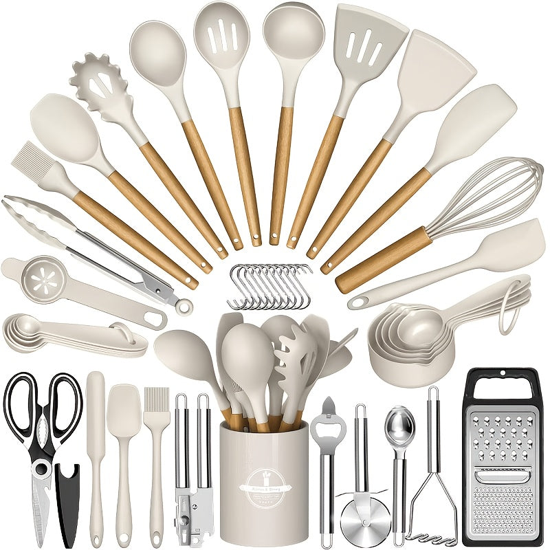 Heat-Resistant Silicone & Dishwasher-Safe Utensil Set (37/44 Pcs)