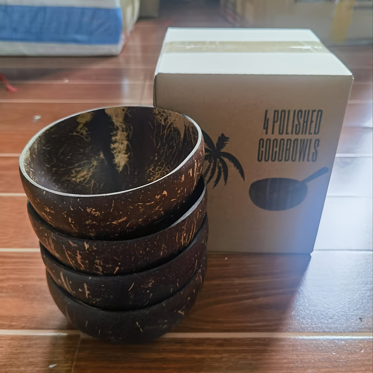 Handmade Polished Coconut Bowls (Set of 4)