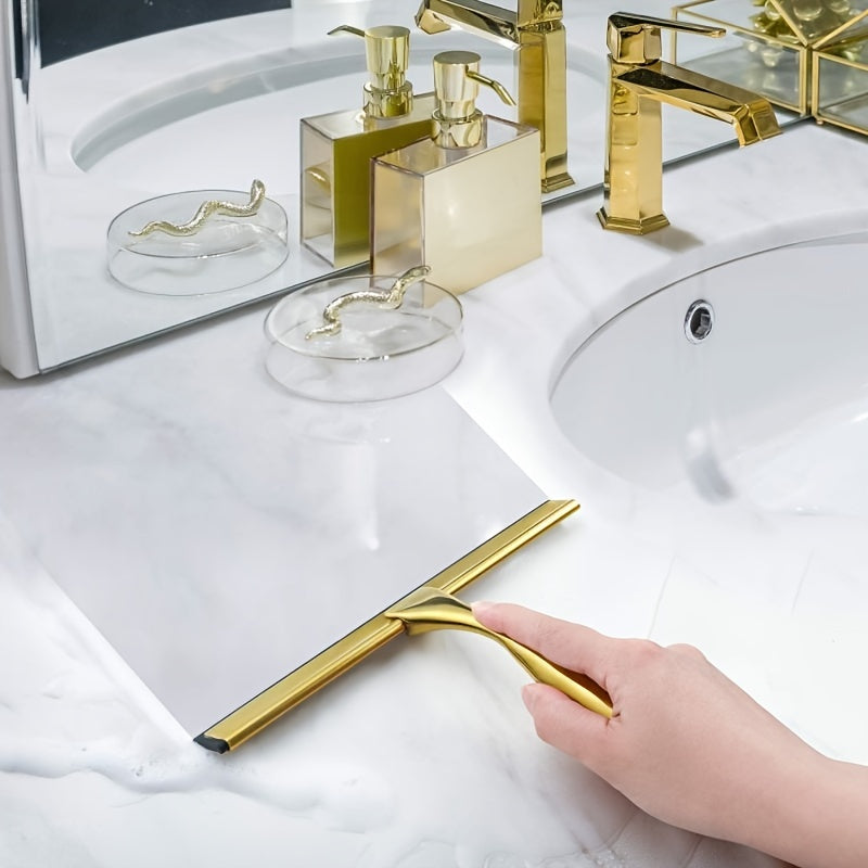 Brass & Stainless Steel Shower Squeegee (10-Inch, Square Hook)