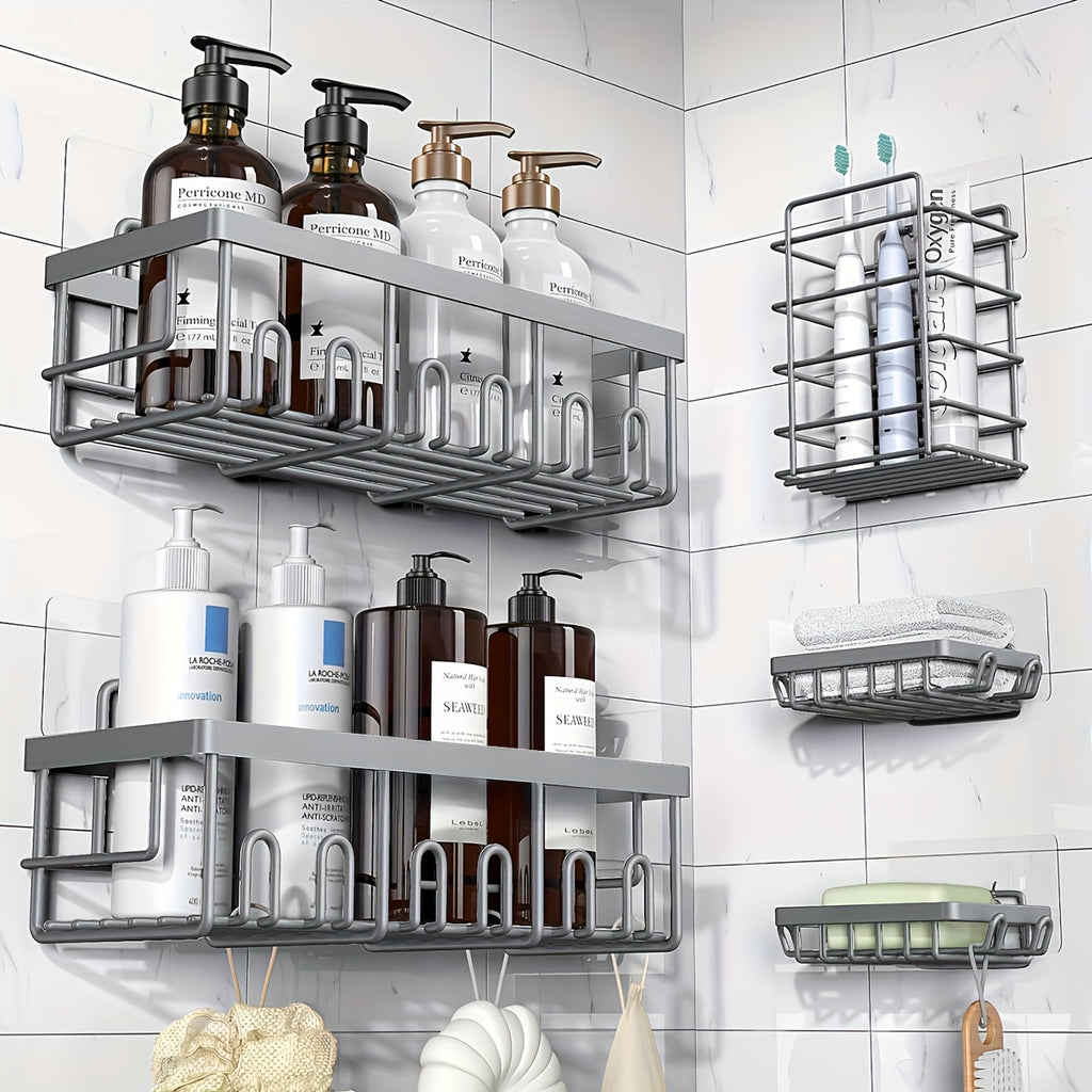 Rustproof 316 Stainless Steel No-Drill Shower Caddy (Set of 5)