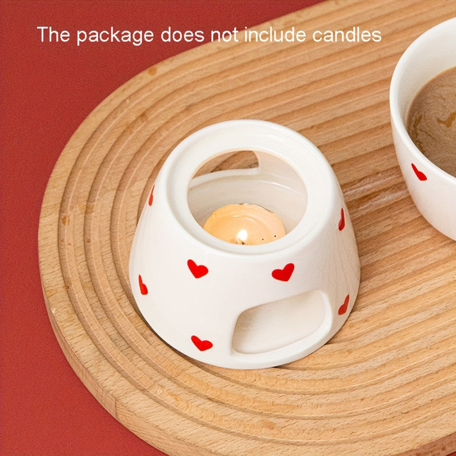 Heart-Shaped Ceramic Fondue Set (Includes 2 Forks)