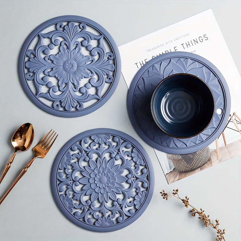 Heat-Resistant Non-Slip Silicone Trivet Set (3-Piece)
