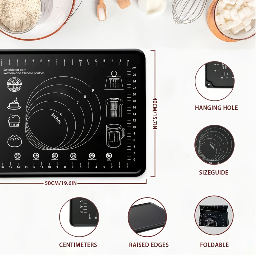 Extra-Thick Non-Slip Silicone Pastry Mat (Printed Measurements)