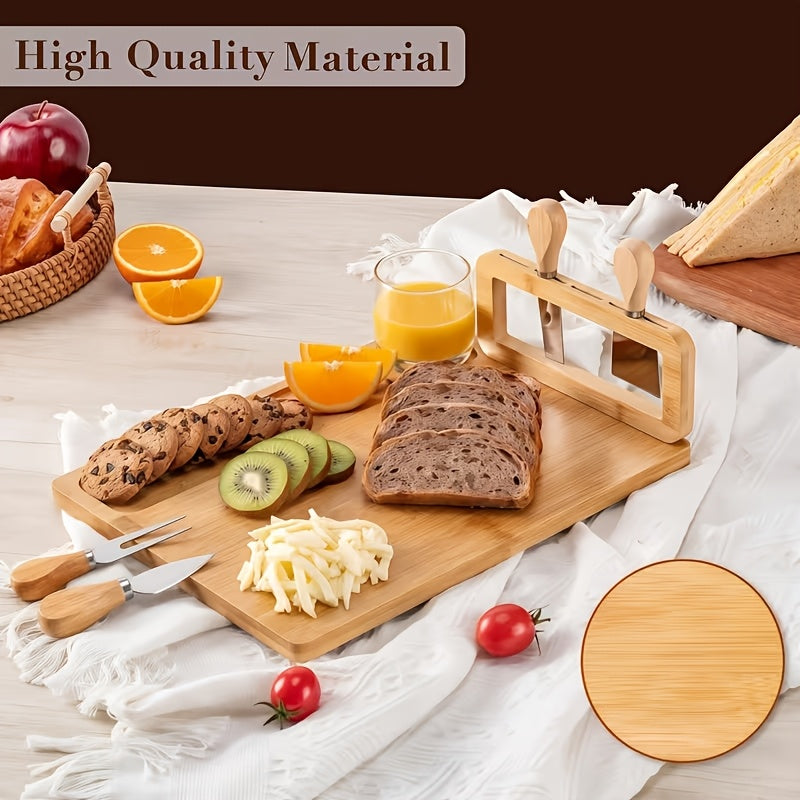 Polished Moisture-Resistant Wood Charcuterie Board (4-Piece Knife Set)