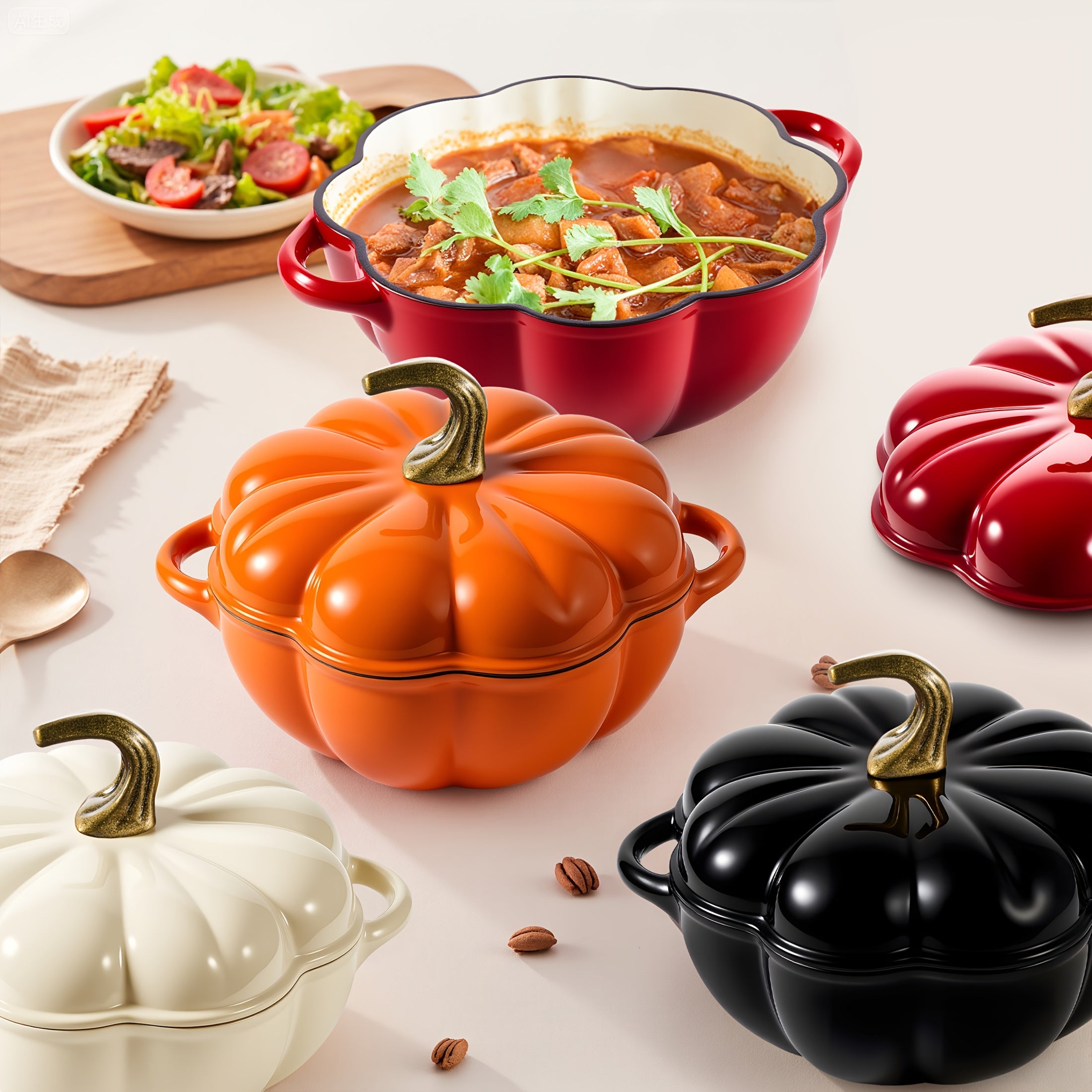 Pumpkin-Shaped Enameled Cast Iron Dutch Oven (4.5 Quart)