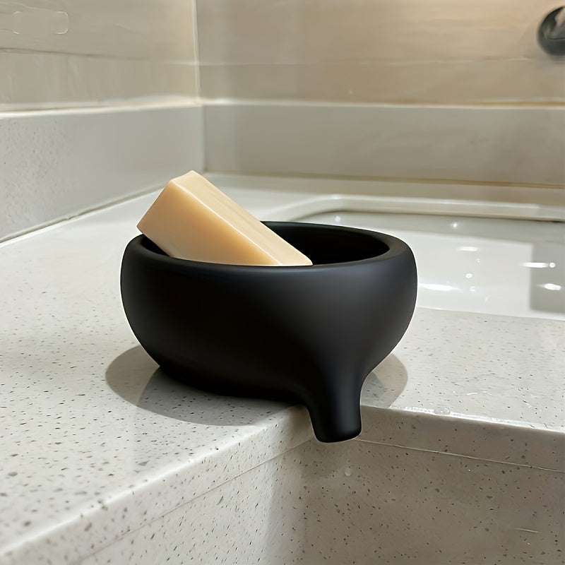 Self-Draining Matte Black Soap Dish (Anti-Slip Base)
