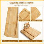 Polished Moisture-Resistant Wood Charcuterie Board (4-Piece Knife Set)
