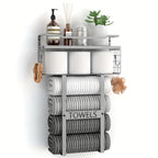 Space-Saving Carbon Steel Wall-Mounted Towel Rack