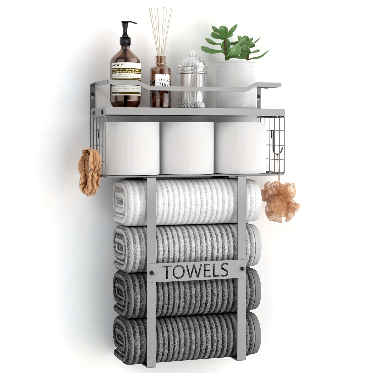 Space-Saving Carbon Steel Wall-Mounted Towel Rack
