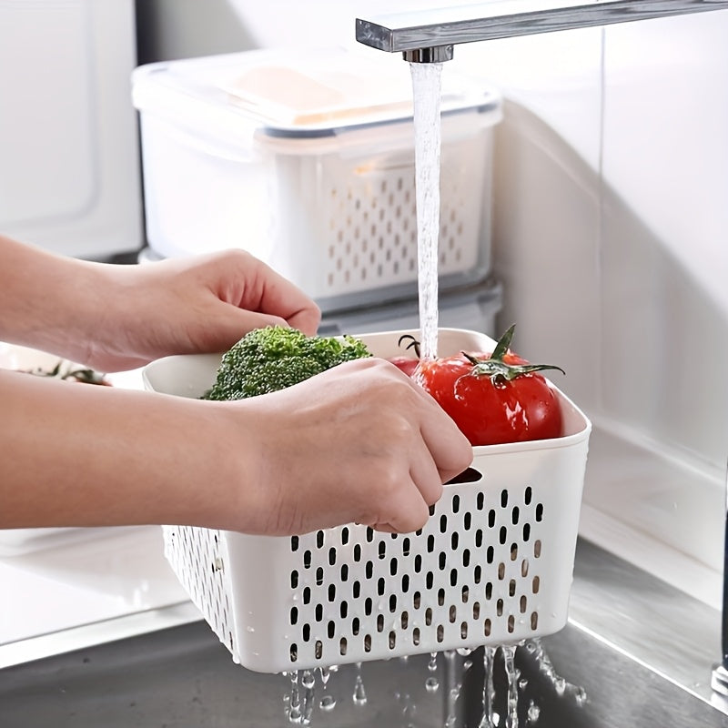 Square Reusable Food Storage Containers With Drain Baskets (Set of 6)
