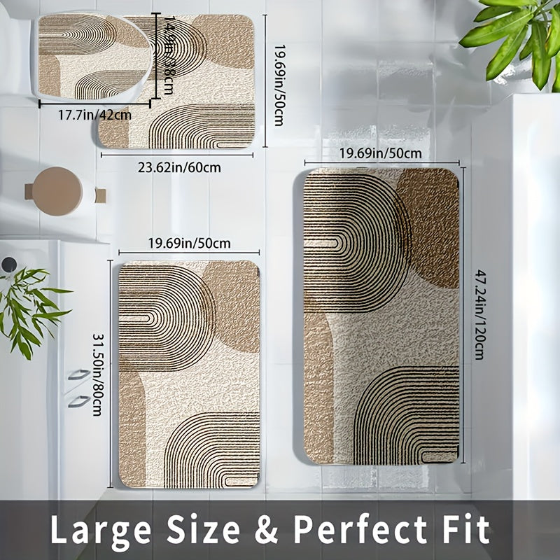 Plush Flannel & Non-Slip Bathroom Mat Set (4-Piece)