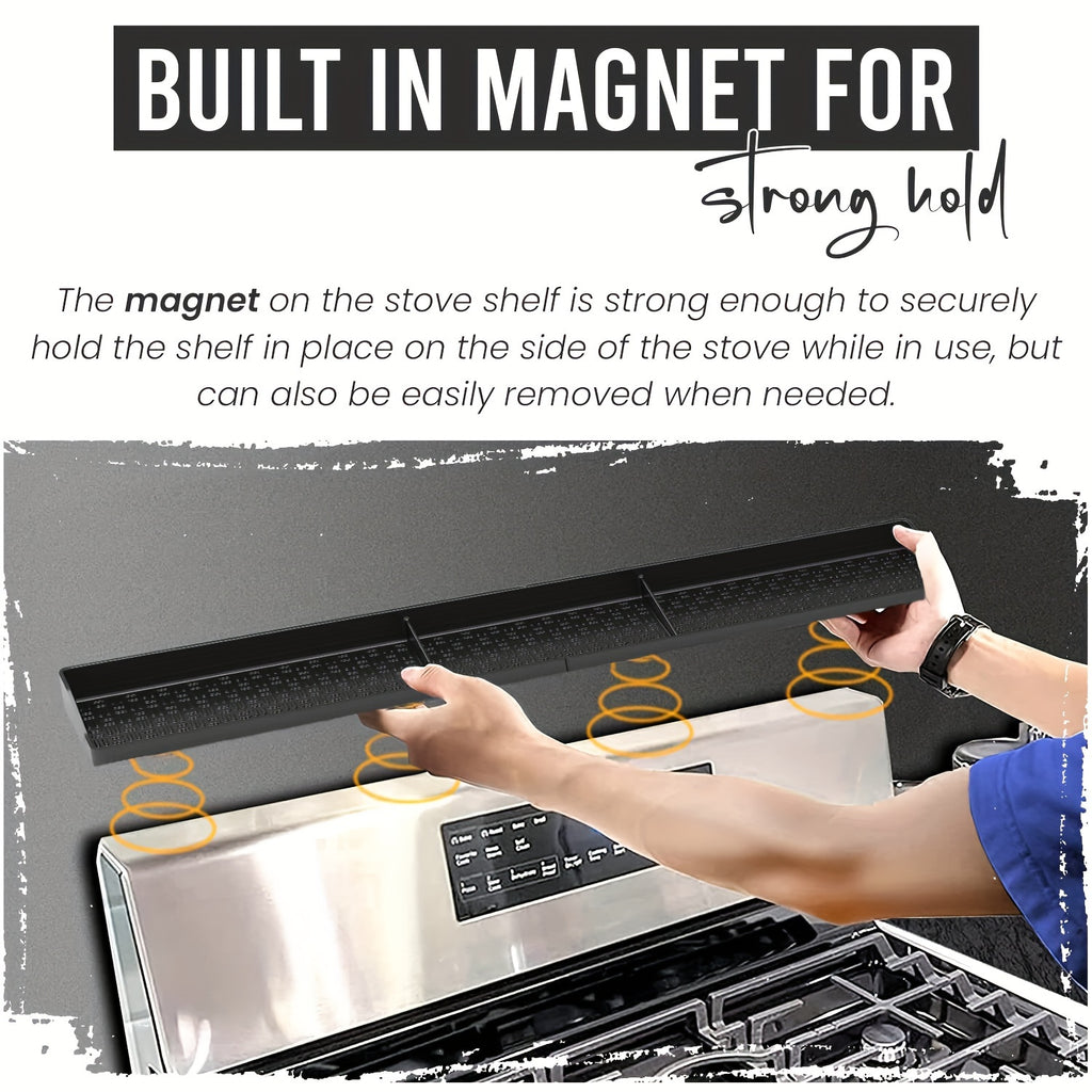 Magnetic Heat-Resistant Silicone Stove Top Shelf (3 Compartments)