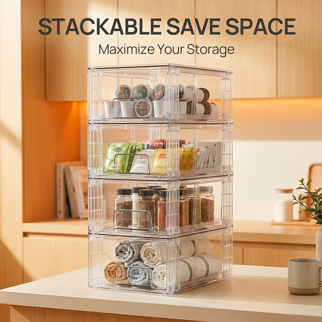 Clear Acrylic Stackable Drawer Bins With Handles