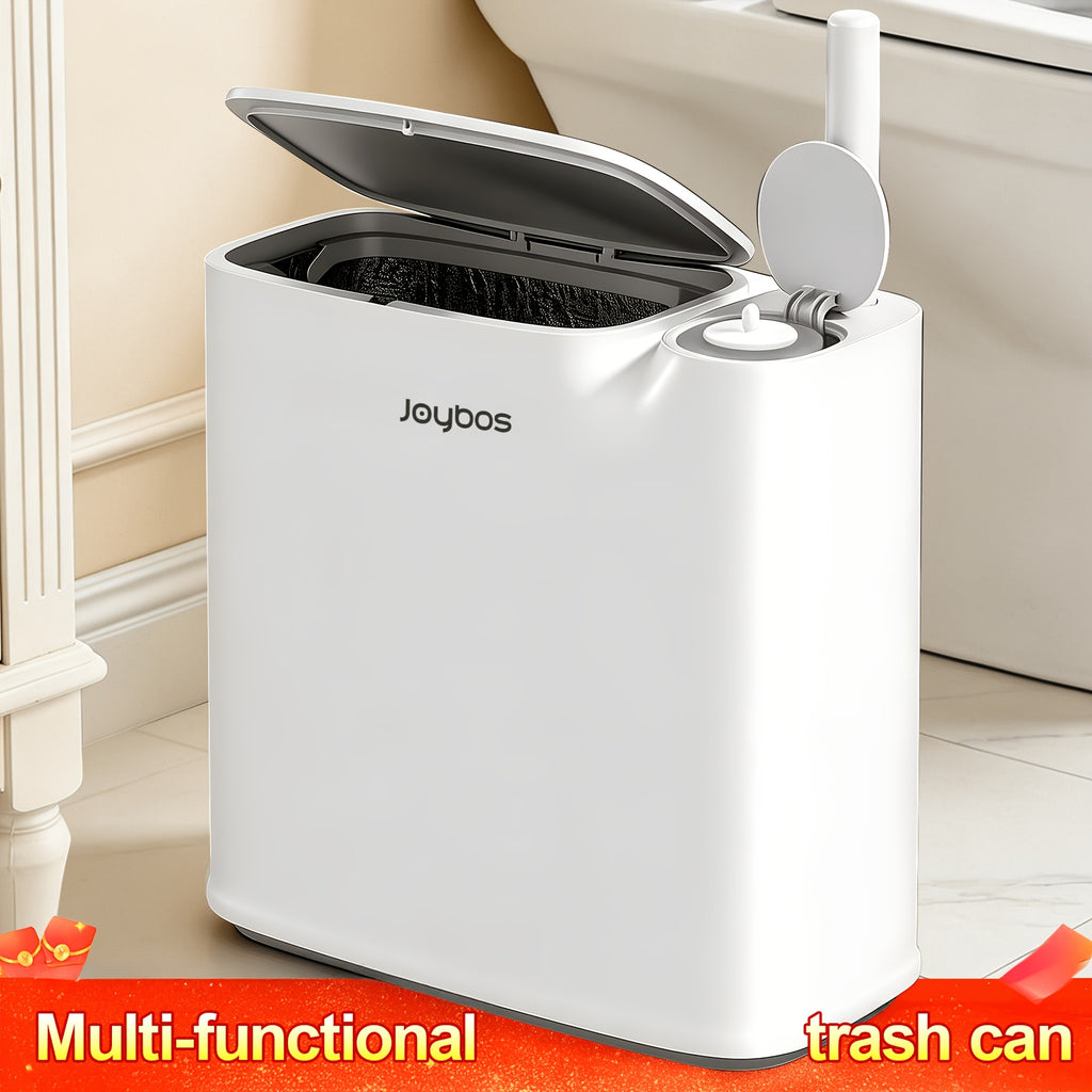 Space-Saving Pull-Out Trash Can & Toilet Brush Set (With Disposable Heads)