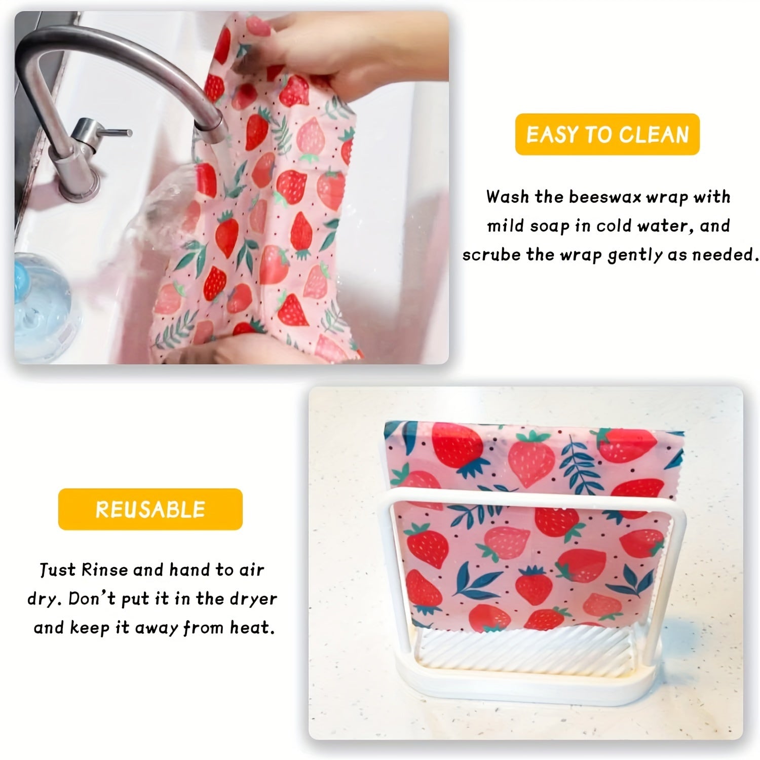 Reusable Non-Toxic Beeswax Food Wraps (9-Piece Set)