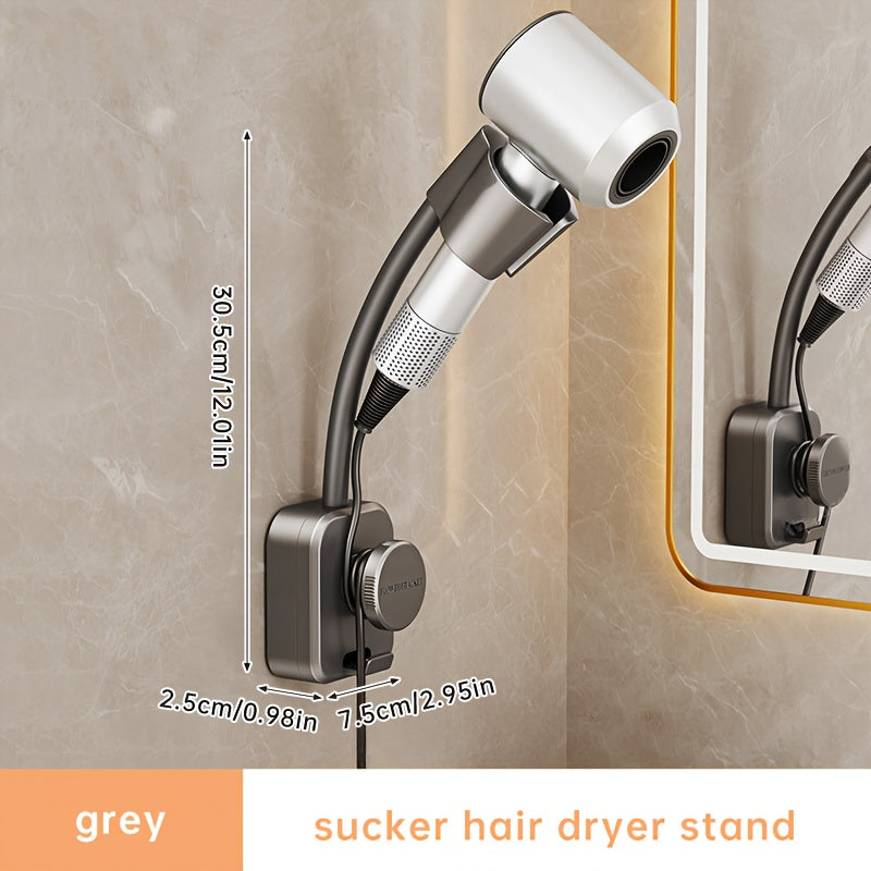 No-Drill Suction Cup Metal Swivel Hair Dryer Holder