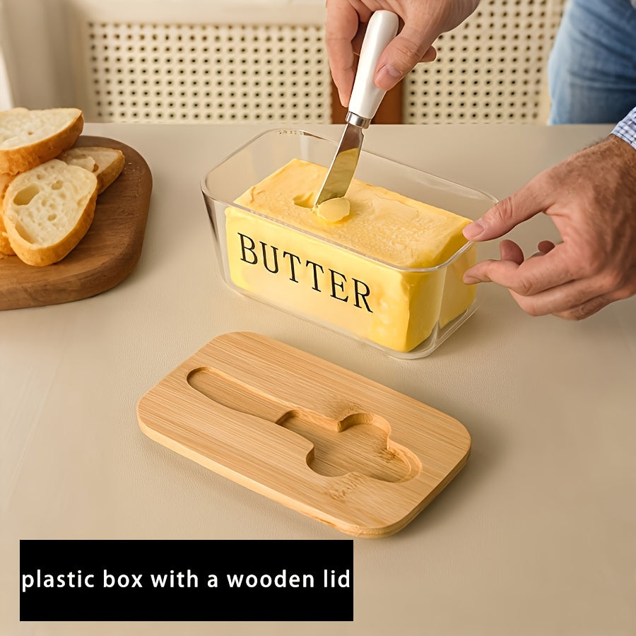 Airtight Silicone Seal Butter Dish (Bamboo Lid & Knife)