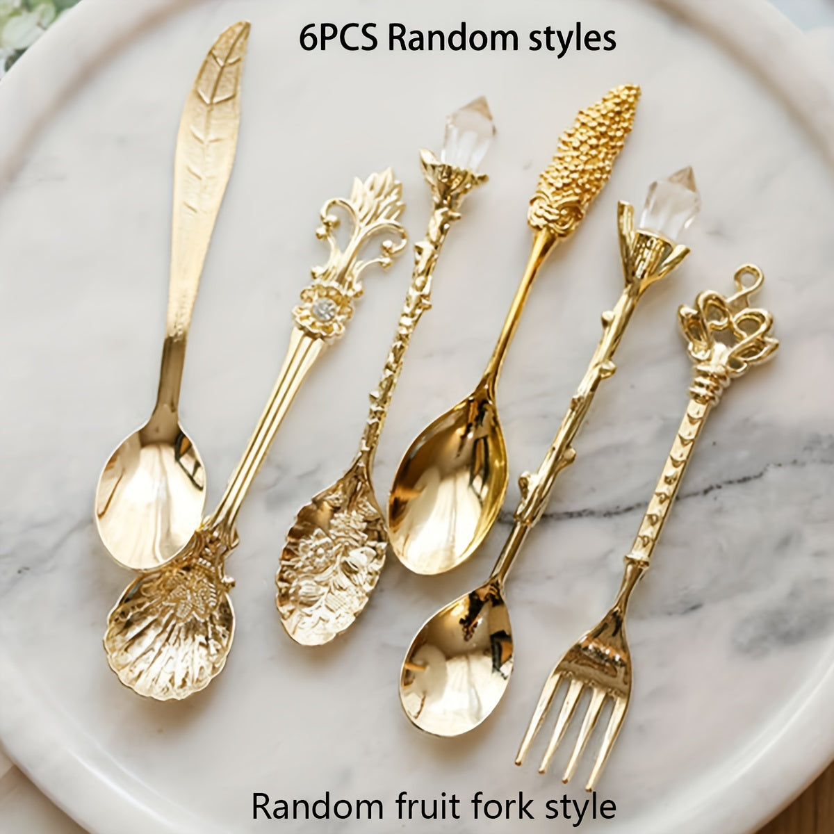 Vintage Carved Metal Dessert Spoon Set (6-Piece)