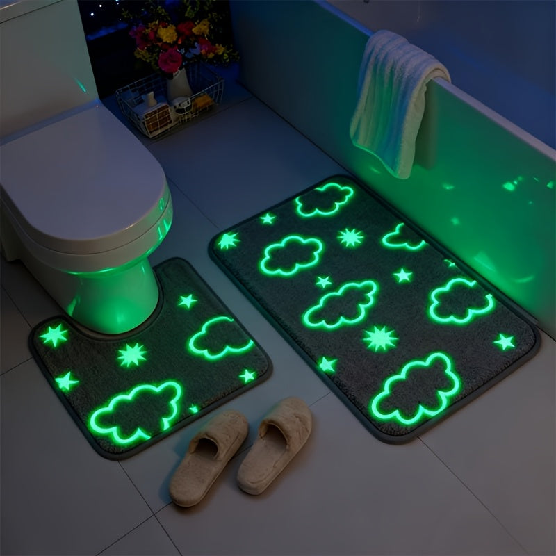 Glow-In-The-Dark & Anti-Slip Bathroom Mat Set (2-Piece)