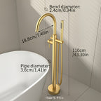 Brushed Brass Ceramic Valve Freestanding Tub Faucet