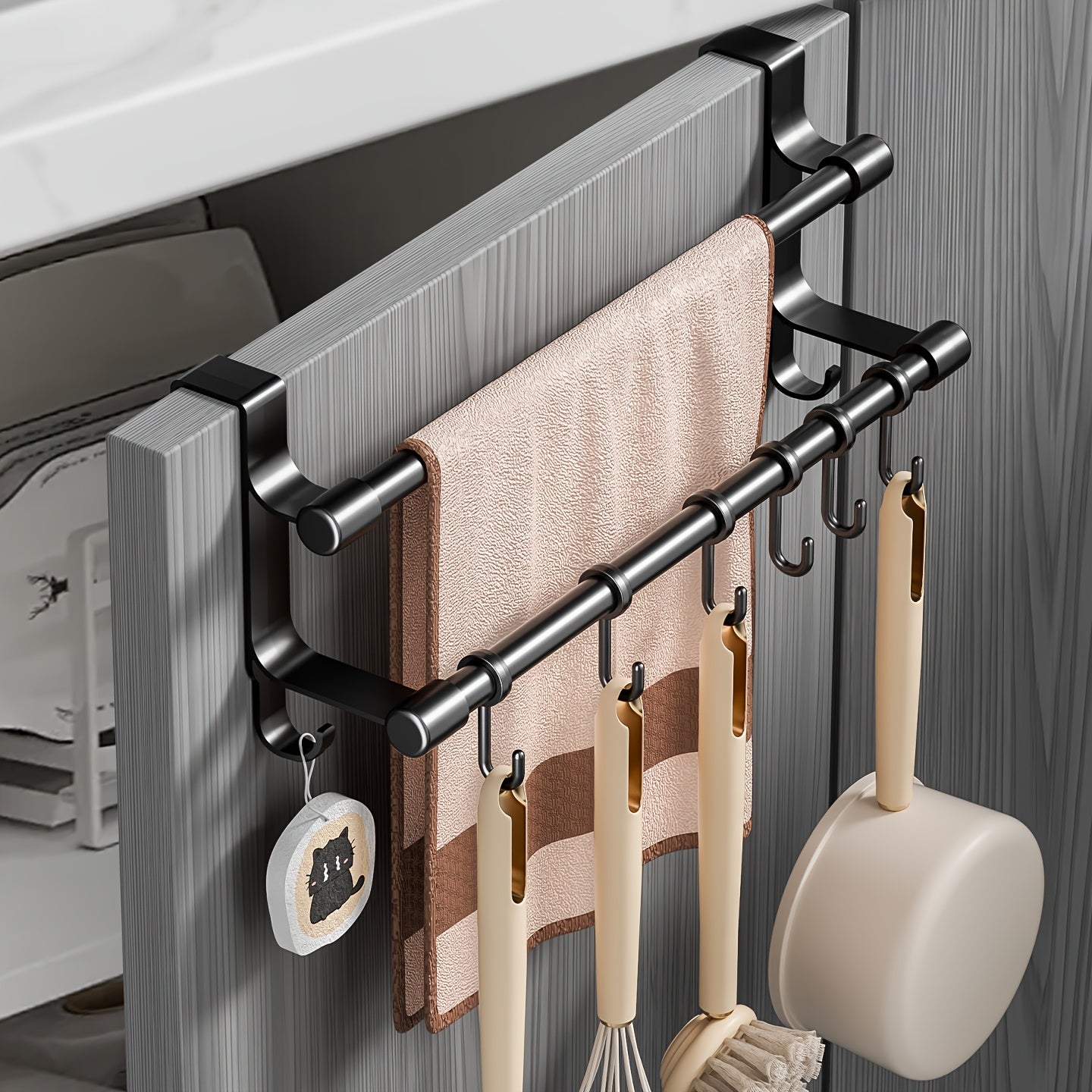 Over-Cabinet No-Drill Double-Bar Towel Rack