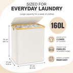 3-Section Bamboo Laundry Hamper (Removable Washable Bags)