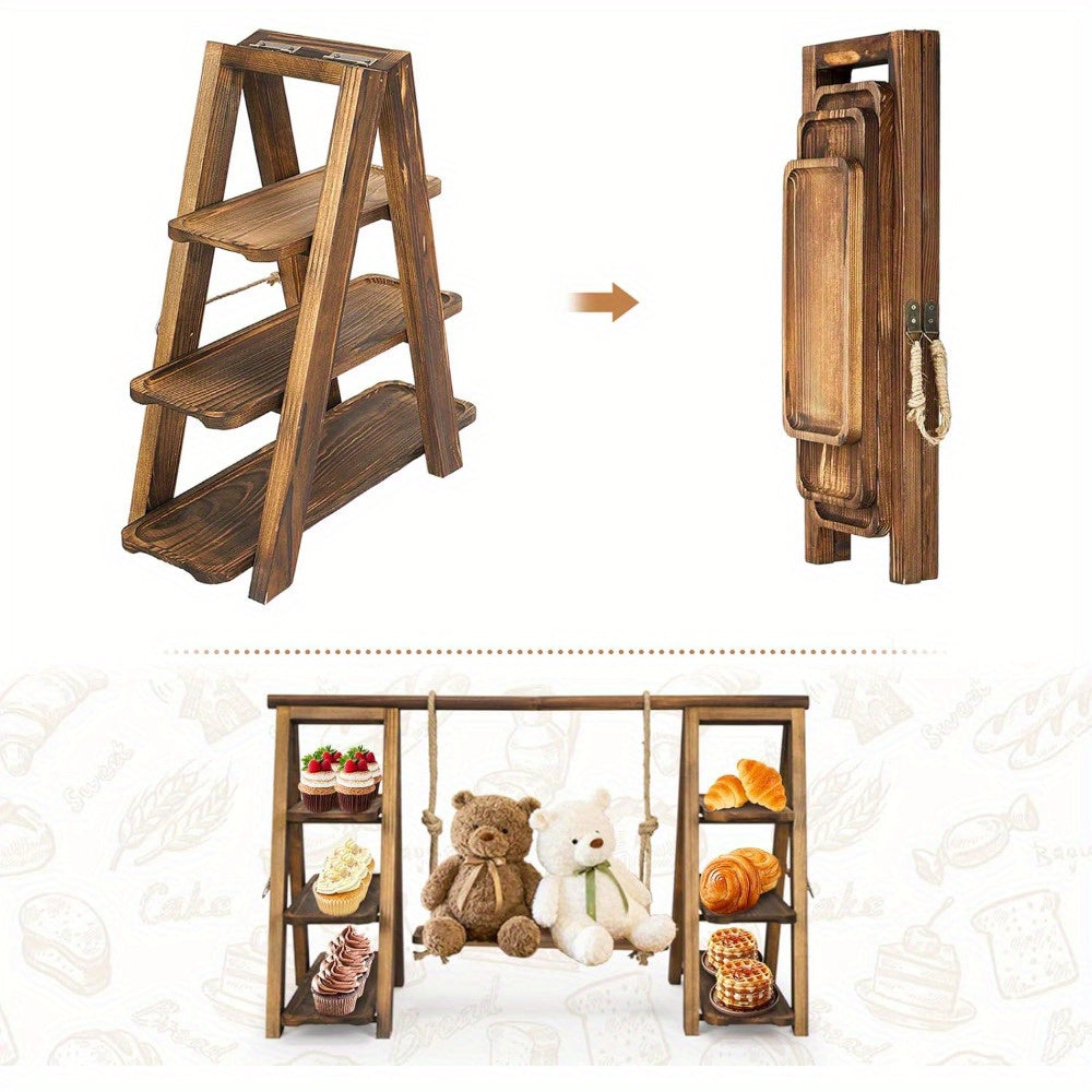 Solid Wood 3-Tier Ladder-Style Dessert Stand