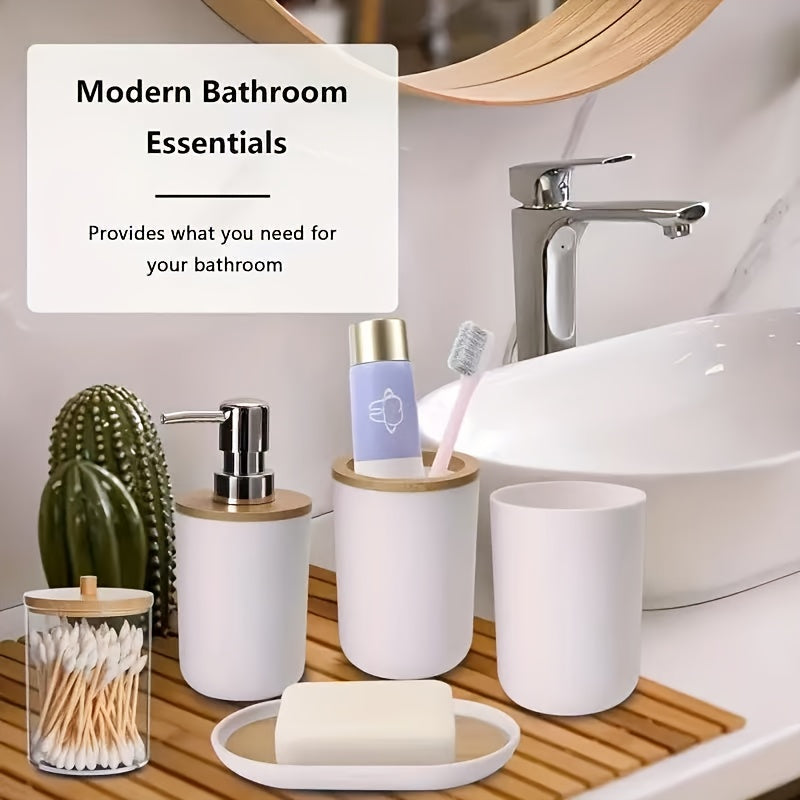 Complete 9-Piece Durable Plastic Bathroom Accessory Set