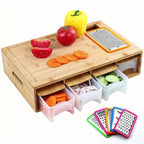 Bamboo Cutting Board With Container & Removable Grater